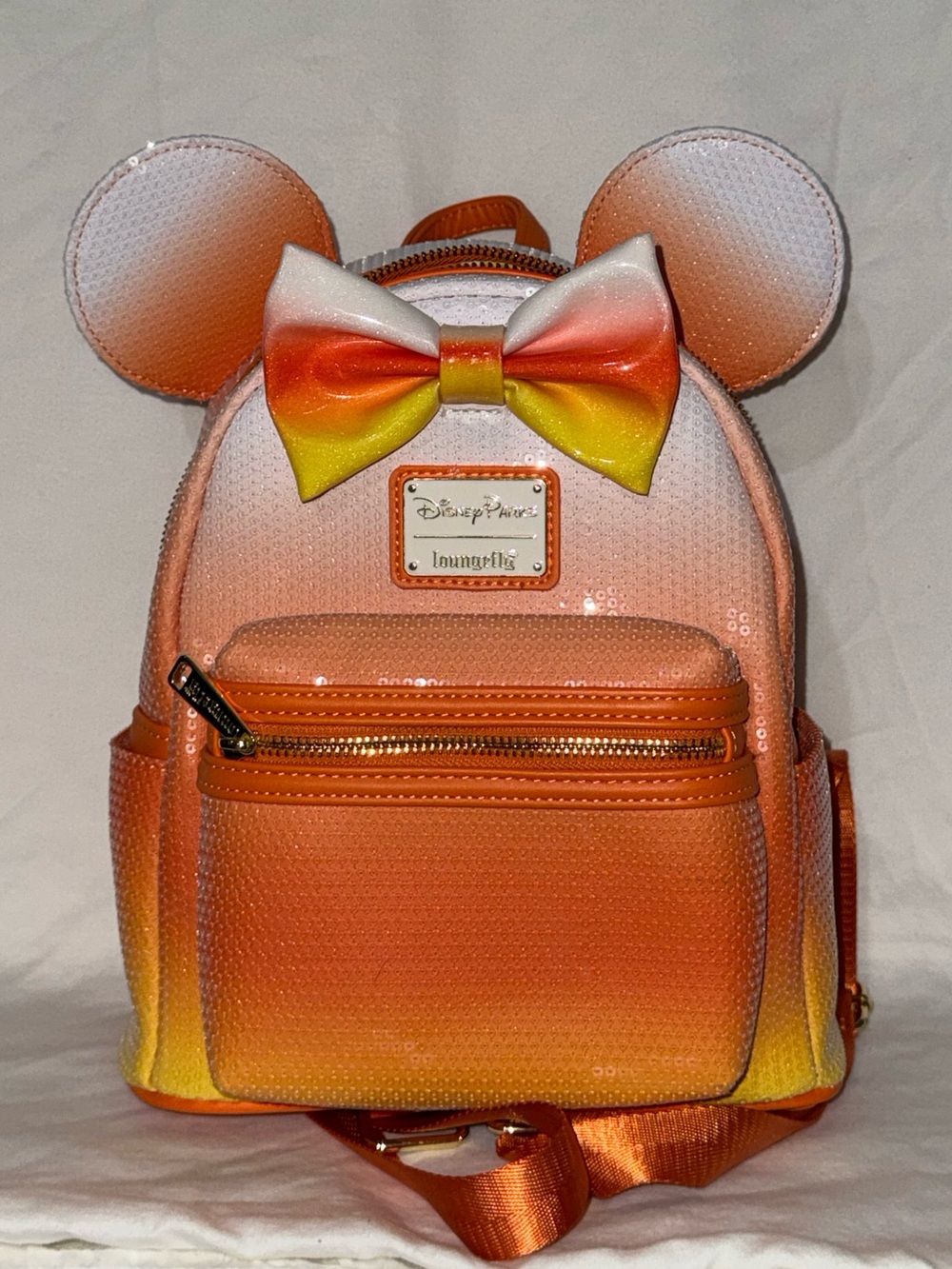 Loungefly Ombre Orange-Yellow-White Bow Mini Backpack
